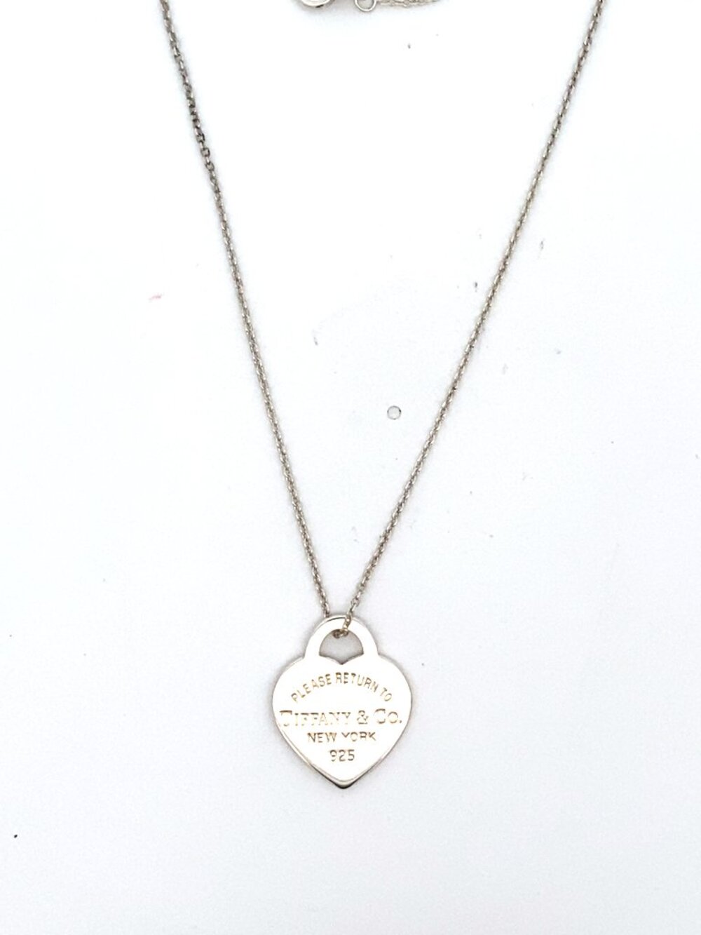 Tiffany & Co Sterling "Please Return To" Heart Pendant Necklace - 16"